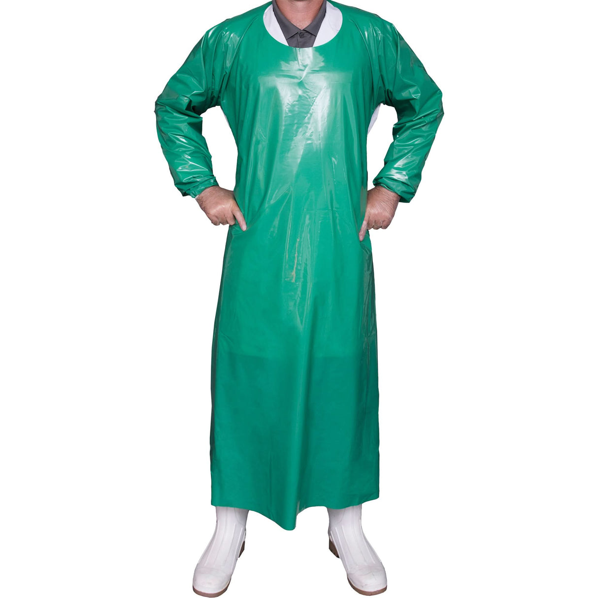 Top Dog 6 Mil. Gown, X-Large, Green, Polyurethane