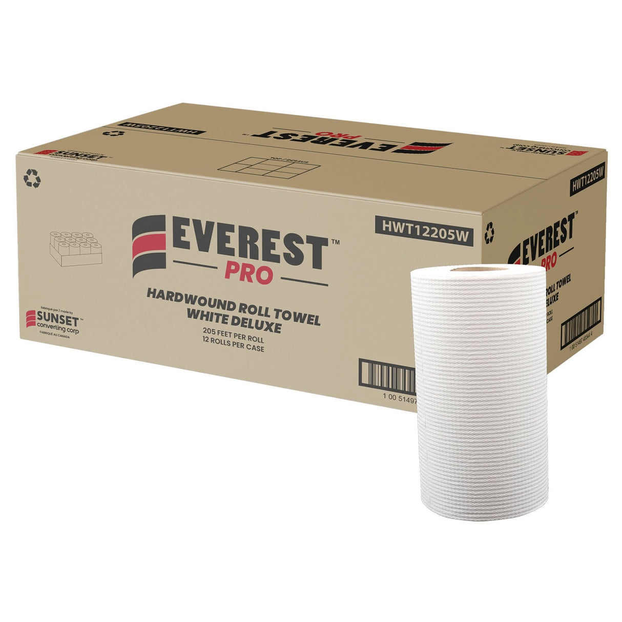 White Deluxe Hardwound Roll Towels, 1 Ply, Centre Pull, 205' L