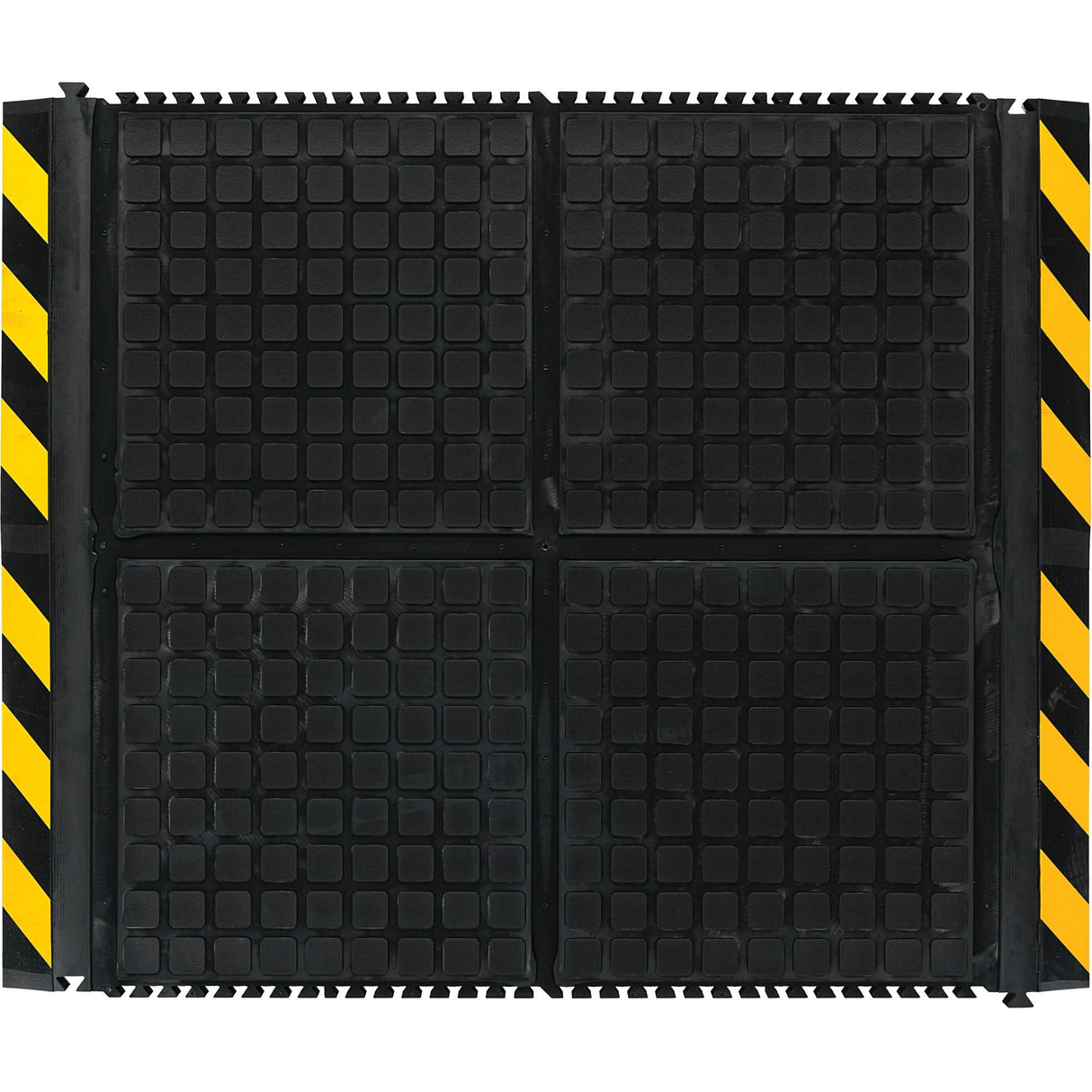 Hog Heaven III Comfort Linkable End Mat, Corrugated, 3-1/3' x 3-3/5' x 3/4", Black/Yellow, Nitrile