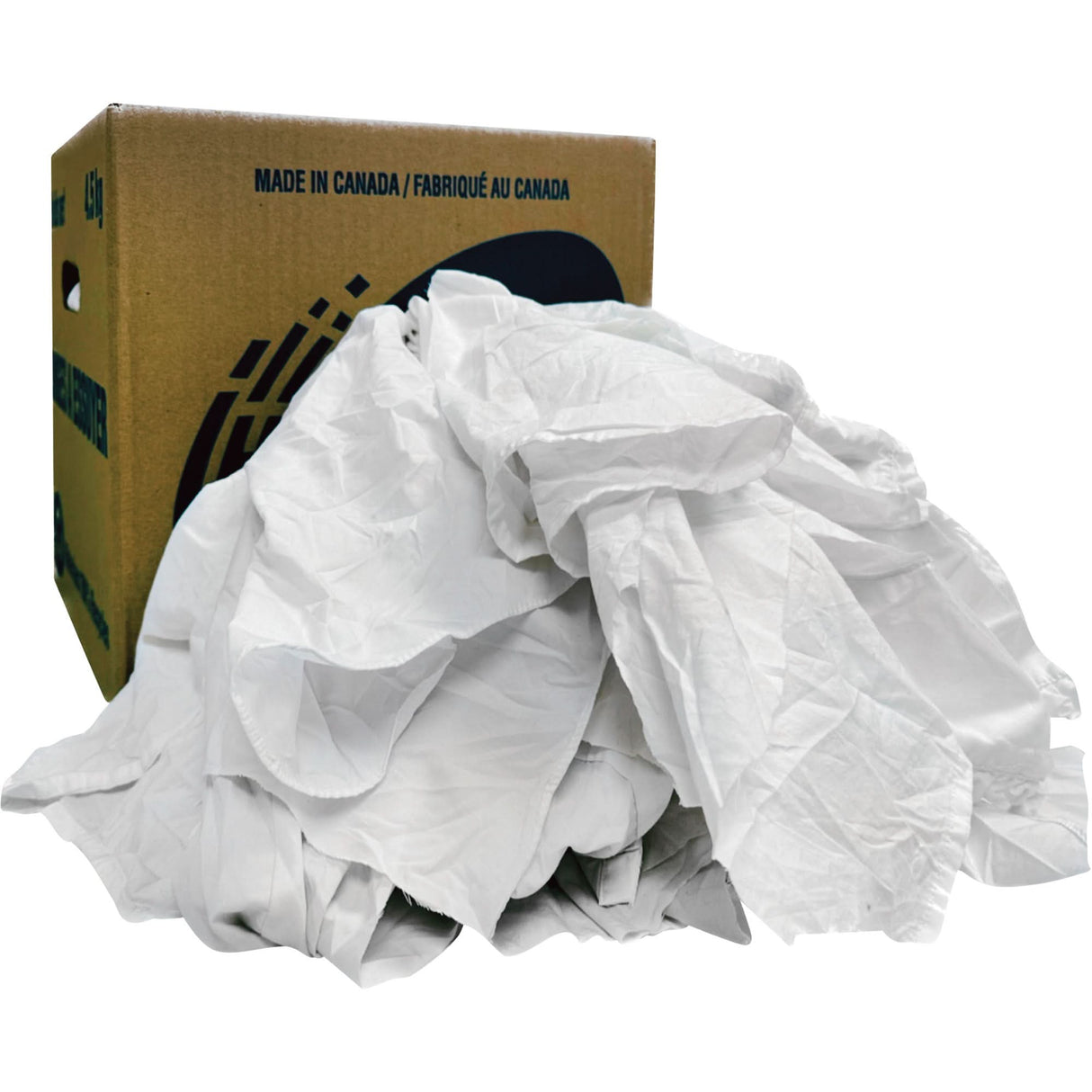 Recycled Wiping Rags, Cotton, White, 10 lbs.