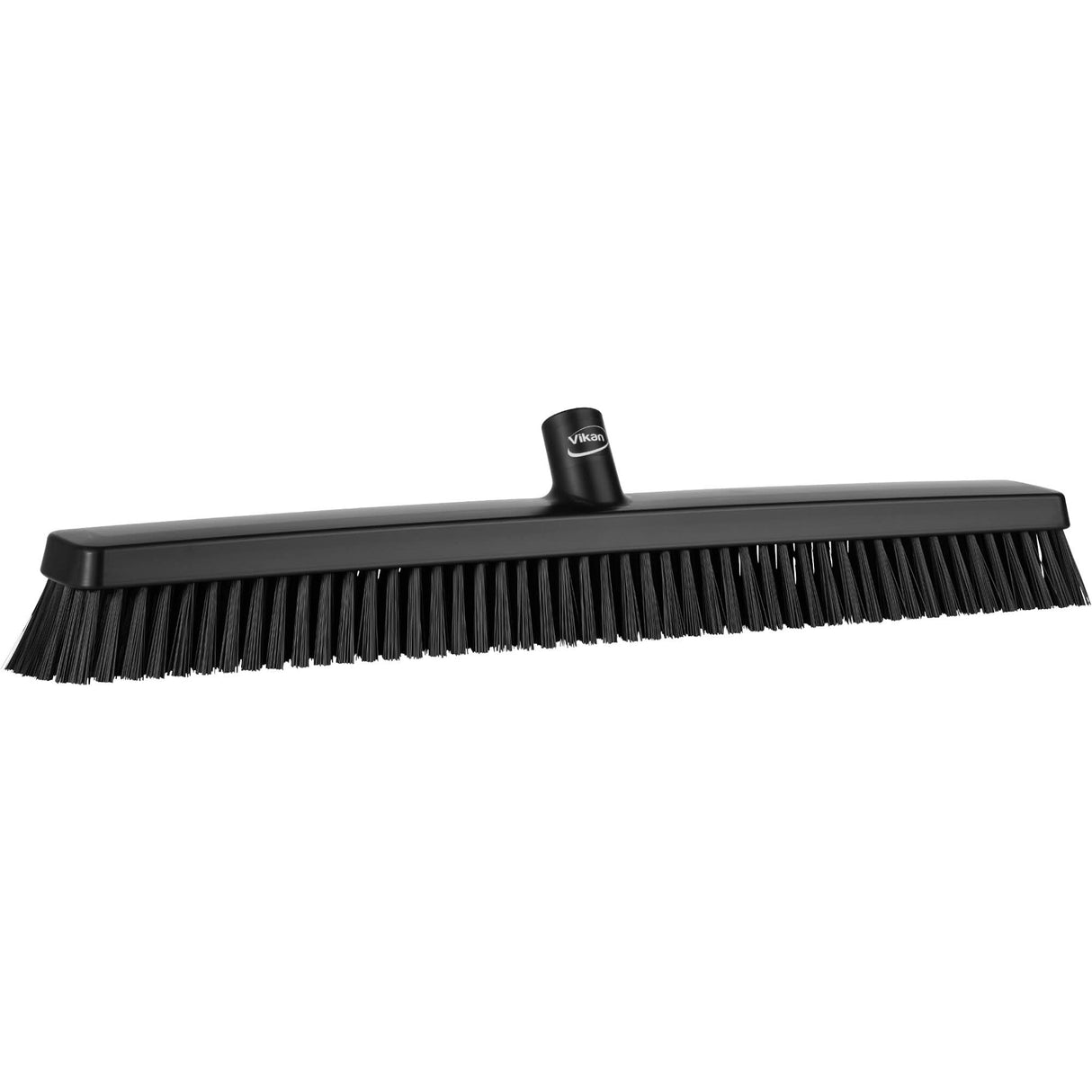 Heavy-Duty Push Broom, Fine/Stiff Bristles, 24", Black