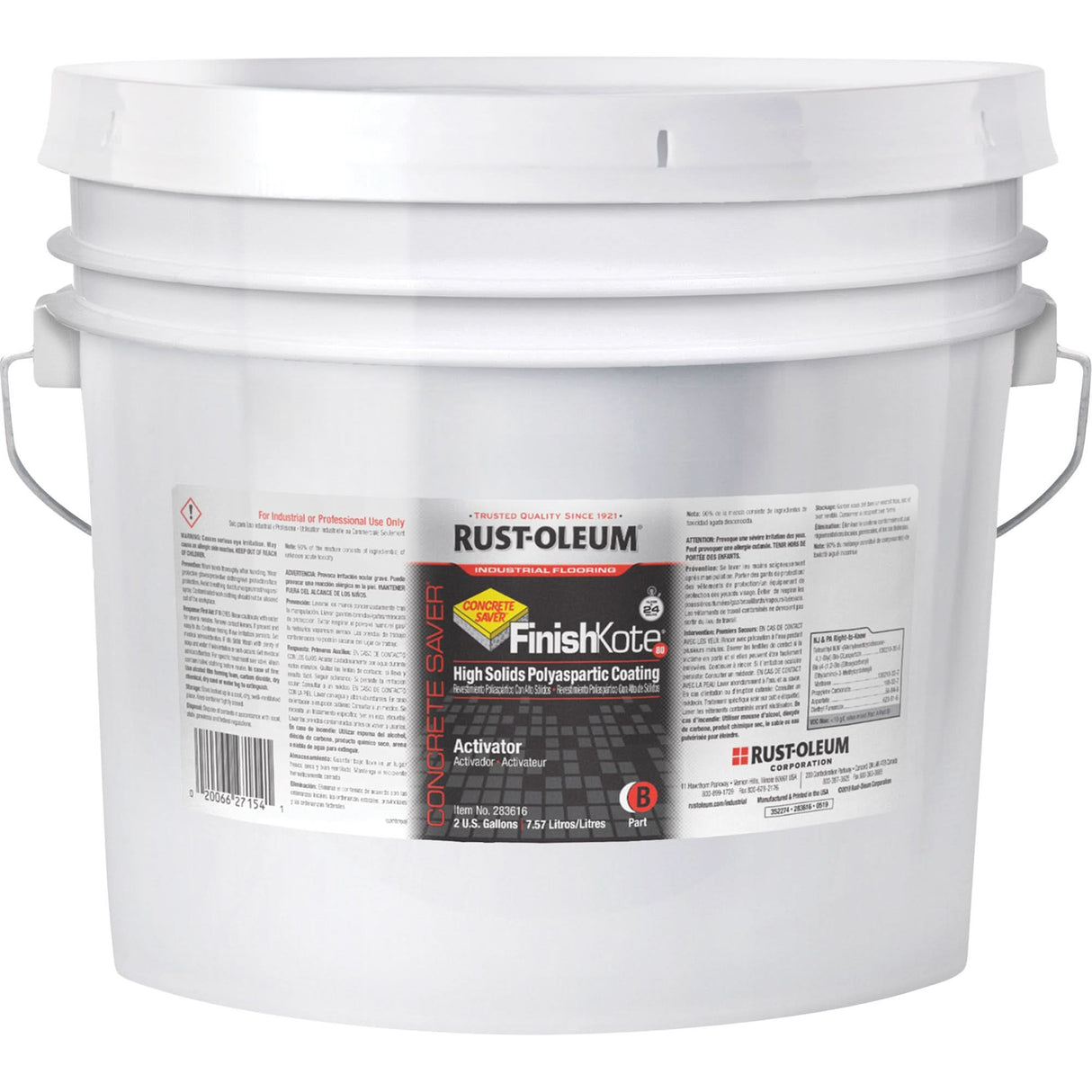 Concrete Saver® FinishKote 80 High Solids Polyaspartic Floor Coating Part B, Pail, Clear/Tint Base