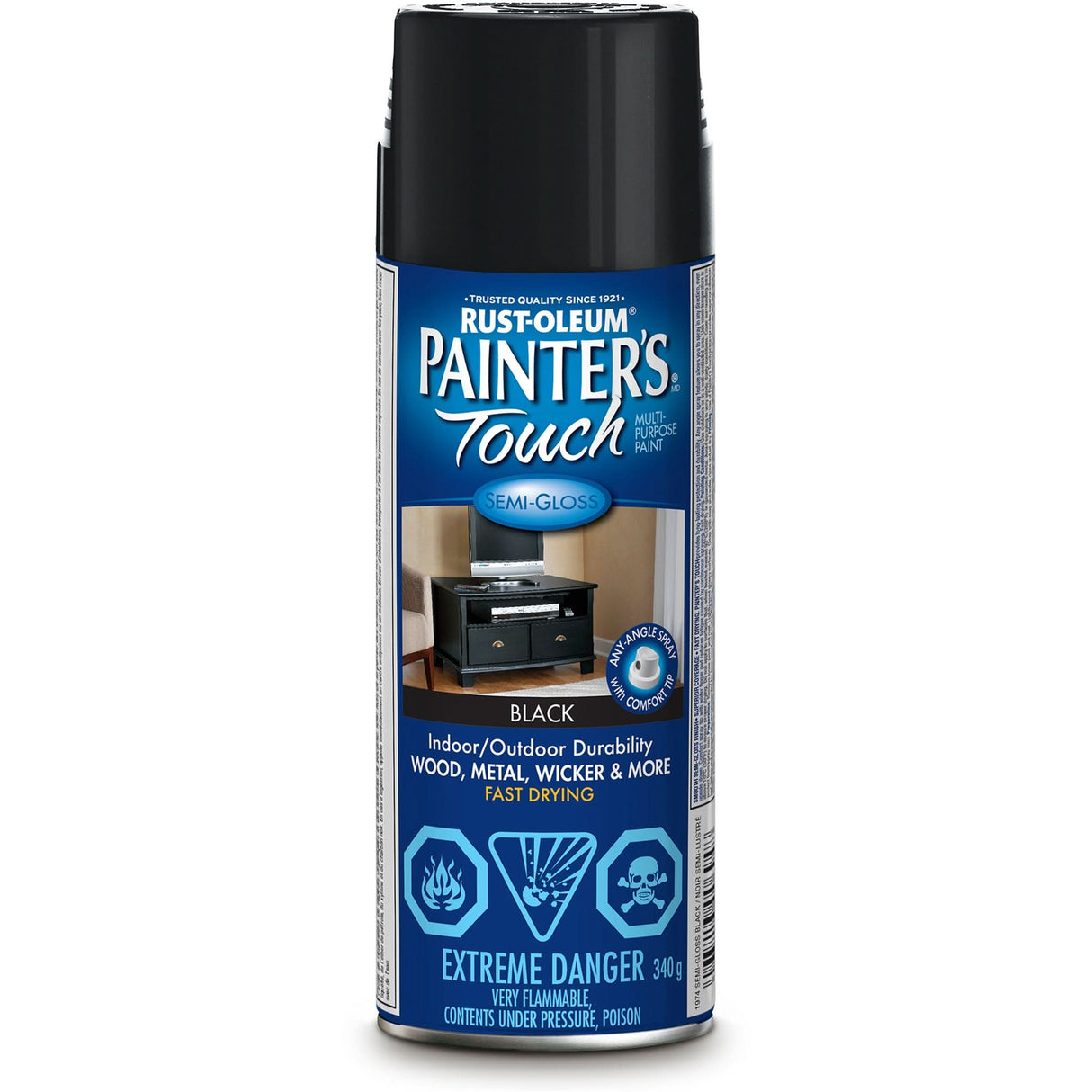 Painter's Touch® Multi-Purpose Brush-On Paint, Black, Semi-Gloss, Aerosol Can