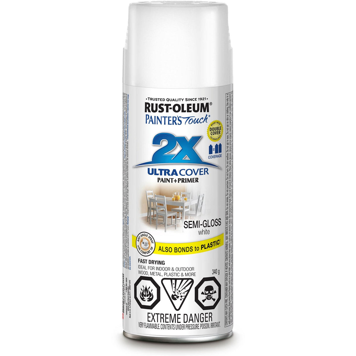 Painter's Touch® Ultra Cover Paint, White, Semi-Gloss, Aerosol Can