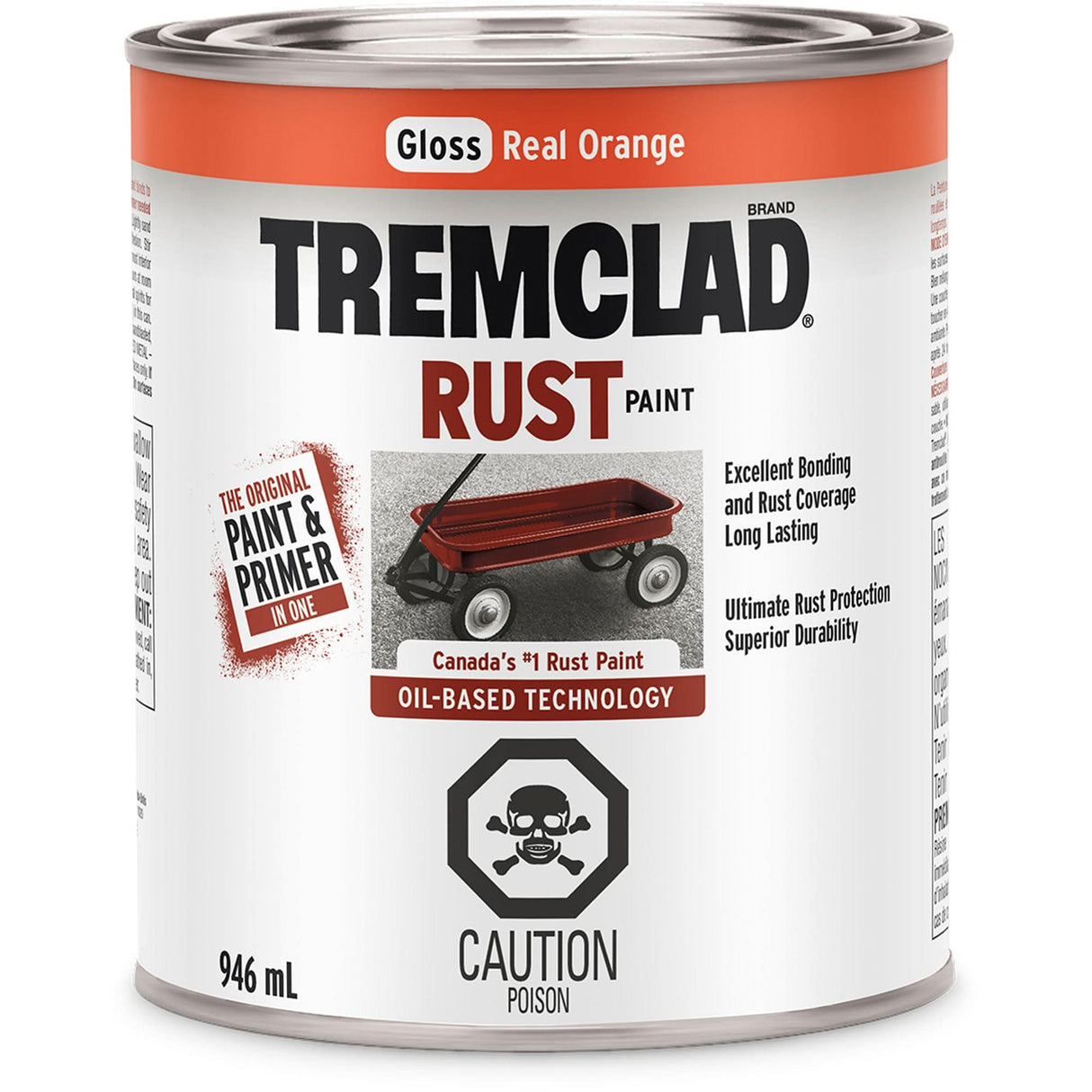 Tremclad® Oil Based Rust Paint, Real Orange, Gloss, 946 ml, Can