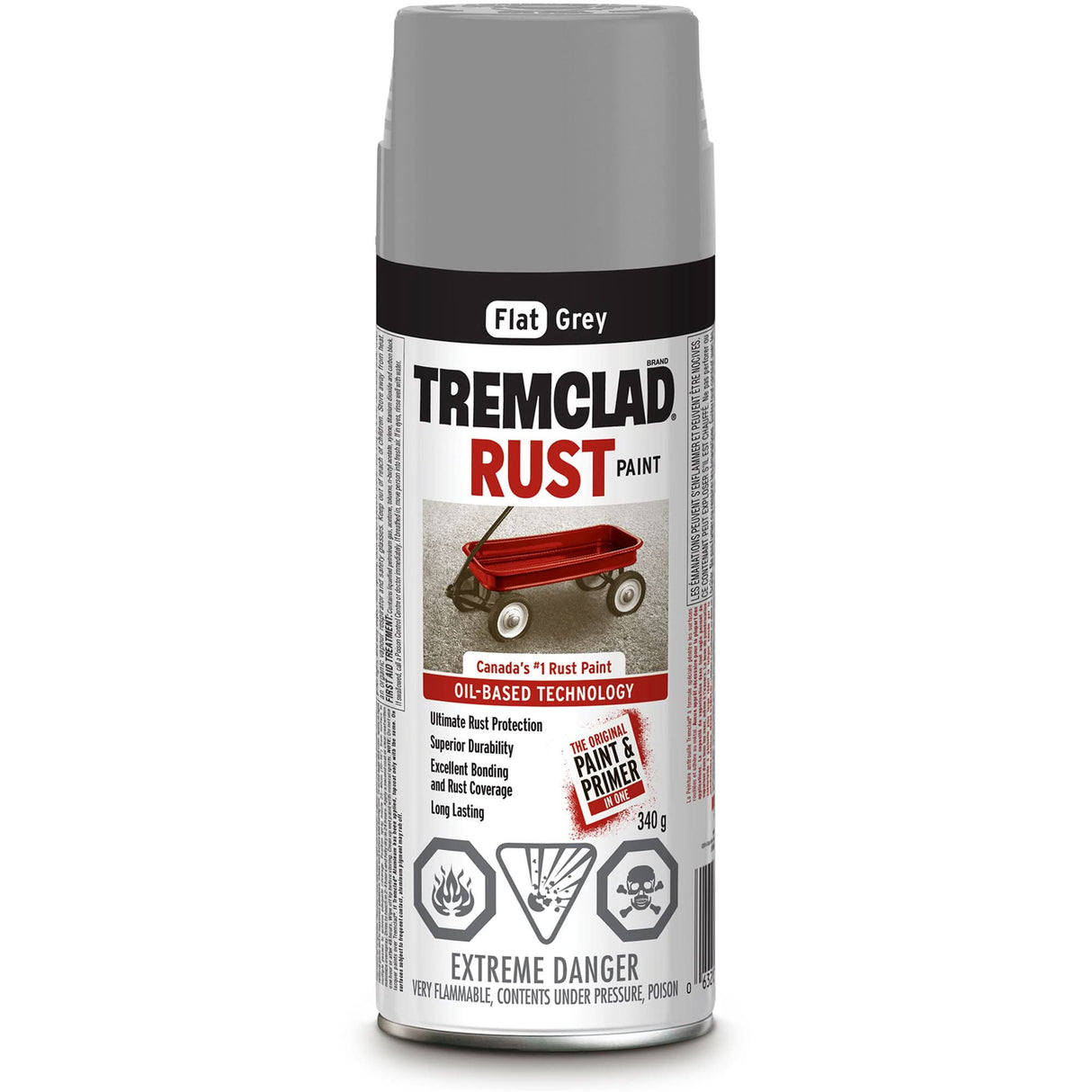 Tremclad® Oil Based Rust Paint, Grey, Very Flat, Aerosol Can