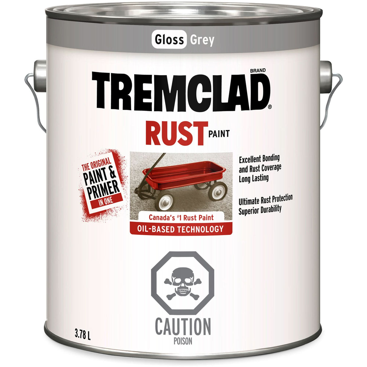 Tremclad® Oil Based Rust Paint, Grey, Gloss, 3.78 L, Gallon