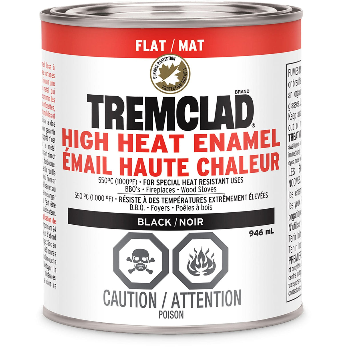 Tremclad® High Heat Enamel, Black, Very Flat, 946 ml, Can