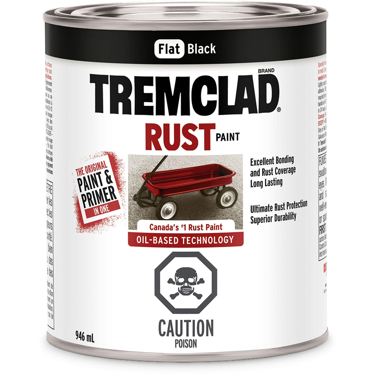 Tremclad® Oil Based Rust Paint, Black, Very Flat, 946 ml, Can