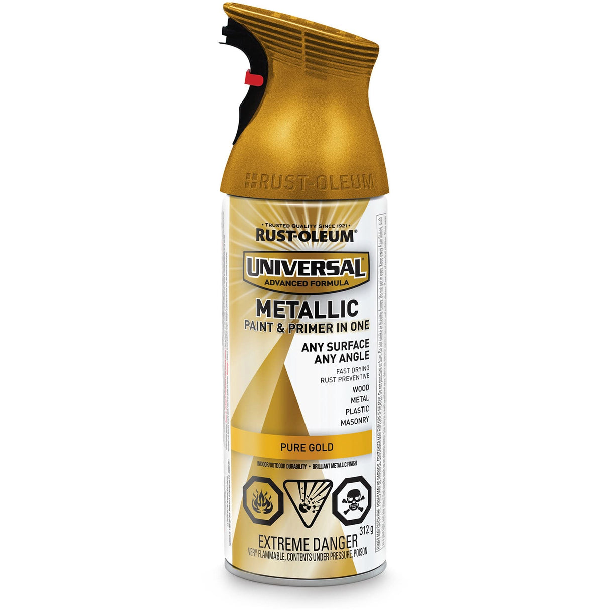 Universal® Spray Paint, Pure Gold, Metallic, Aerosol Can