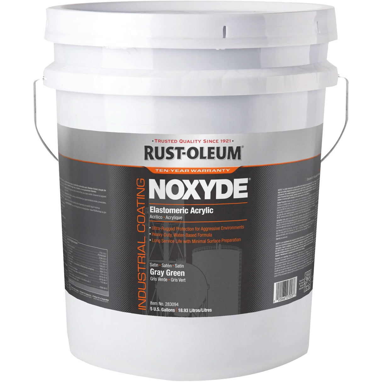 Noxyde Elastomeric Acrylic Coating, 5 gal., Pail, Grey