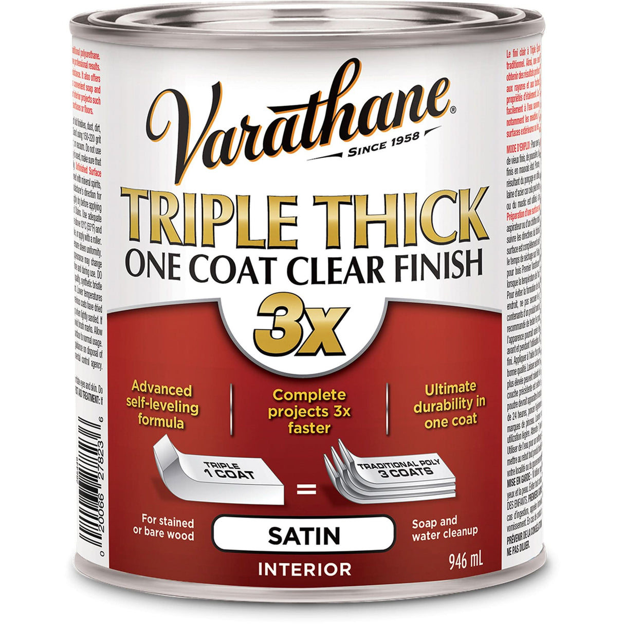 Varathane® Triple Thick One Coat Finish, 946 ml, Clear, Satin