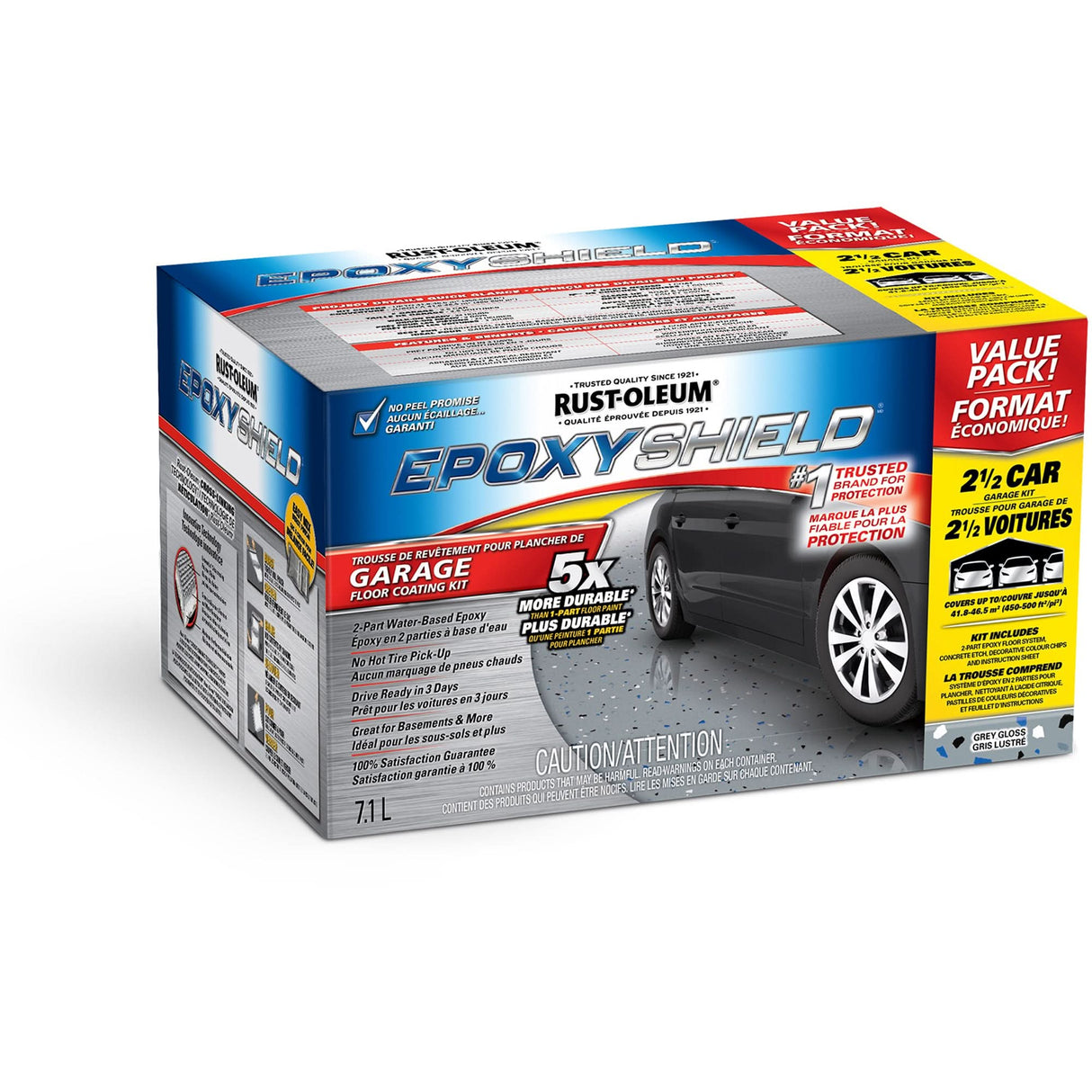 EpoxyShield® Garage Floor Coating, 7.1 L, Water-Based, Gloss, Grey