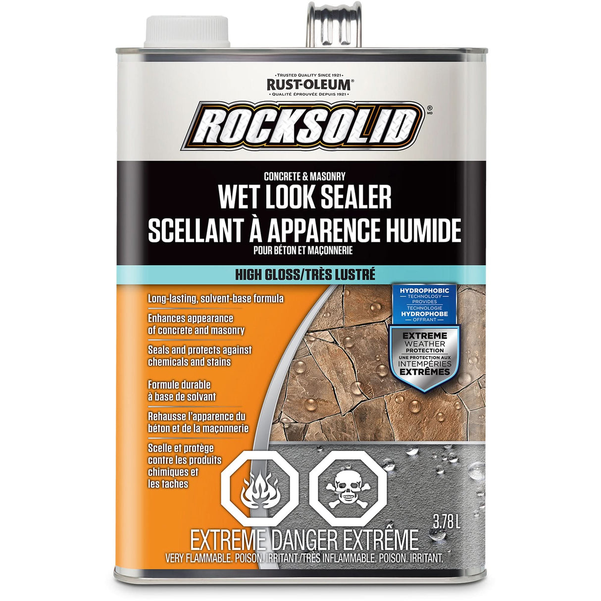 RockSolid® Wet Look Sealer, 3.78 L, Solvent-Based, High-Gloss, Clear