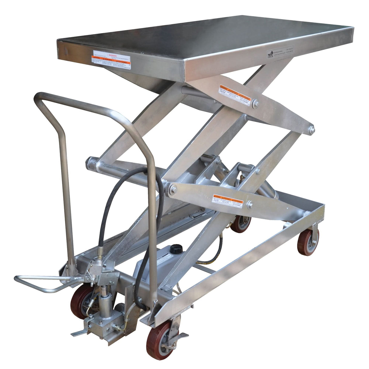 Pneumatic Hydraulic Scissor Lift Table, Stainless Steel, 47-1/4" L x 24" W, 1500 lbs. Cap.