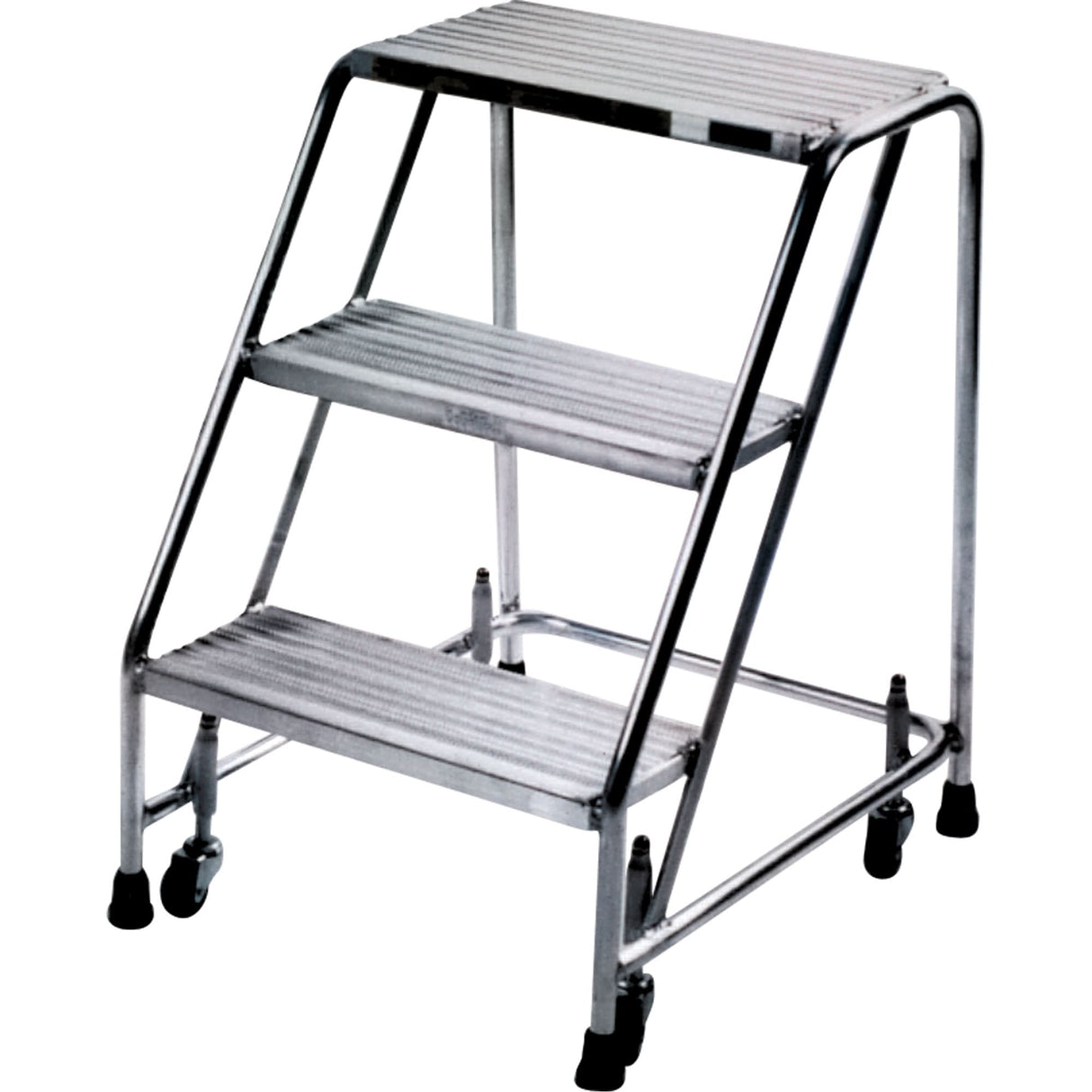 Rolling Ladders, 4 Steps, 24" Step Width, 38" Platform Height, Aluminum