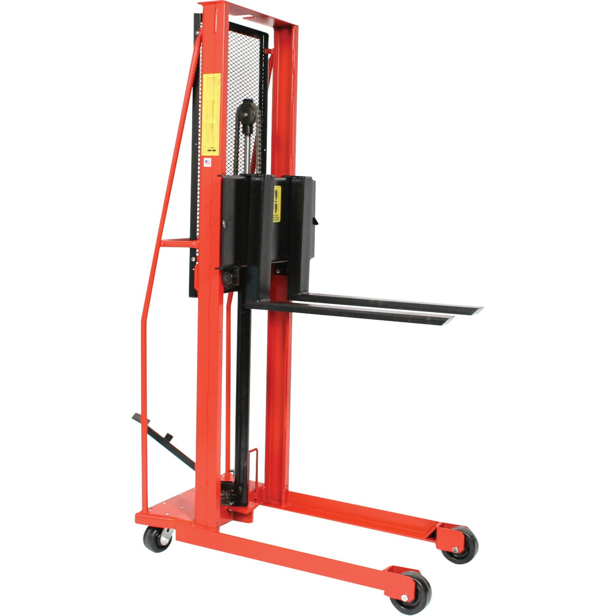 Hydraulic Fork Lift Stacker, Foot Pump Operated, 1000 lbs. Capacity, 64" Max Lift