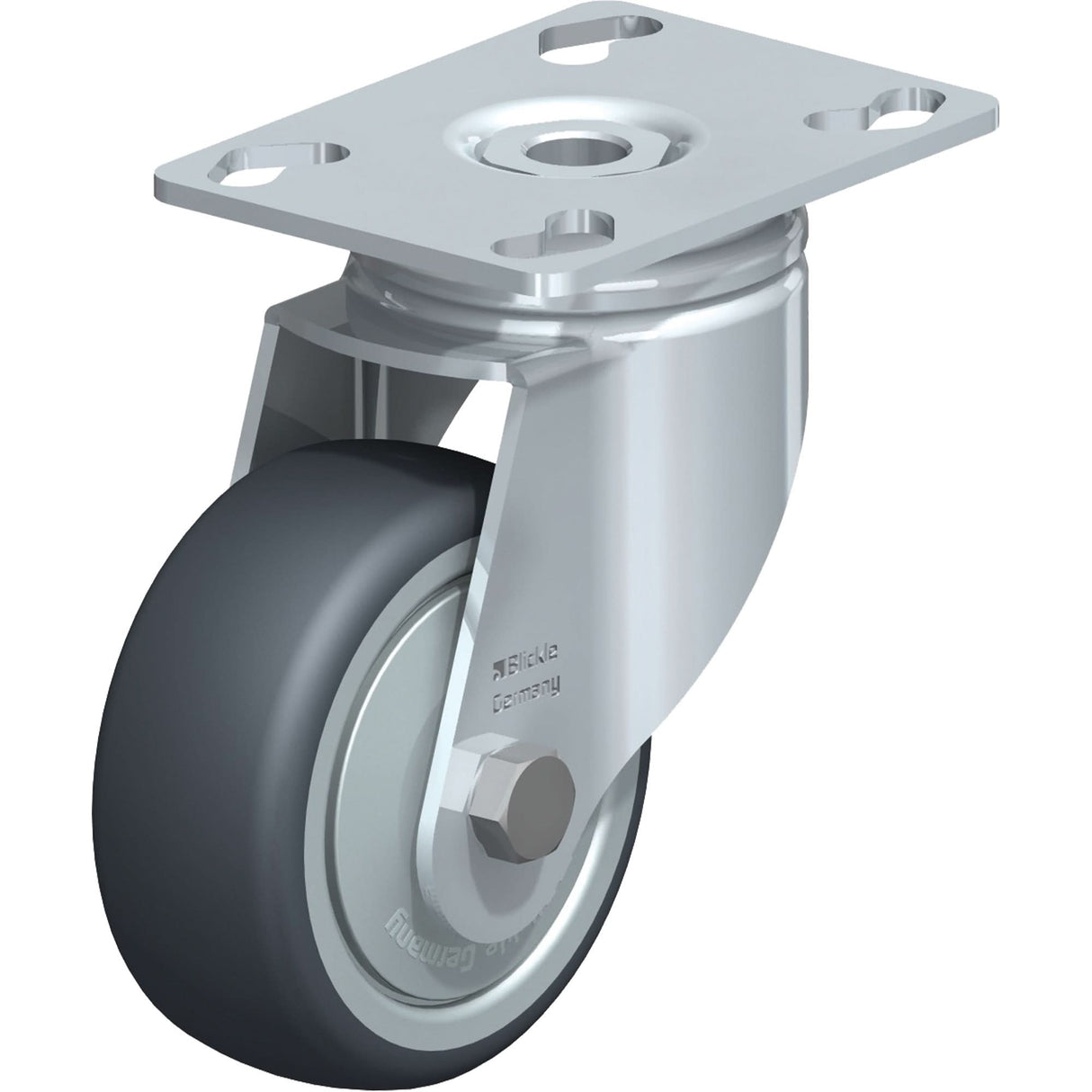 Caster, Swivel, 3-1/8" (79.5 mm), Thermoplastic Rubber, 130 lbs. (59 kg.)