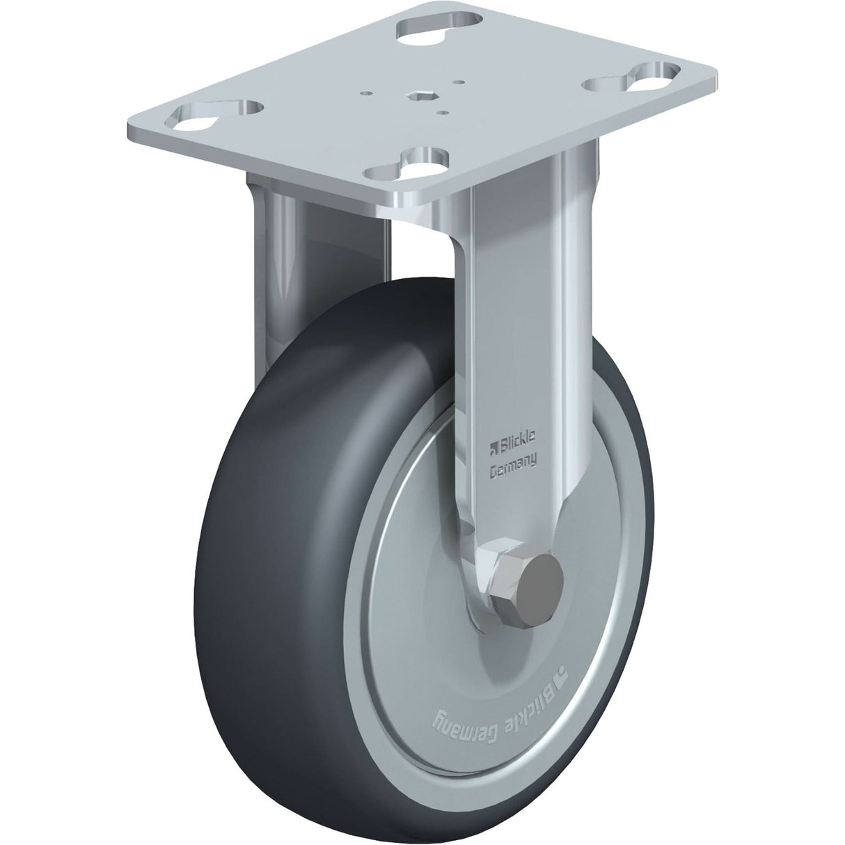 Caster, Rigid, 4" (101.6 mm), Thermoplastic Rubber, 200 lbs. (91 kg.)