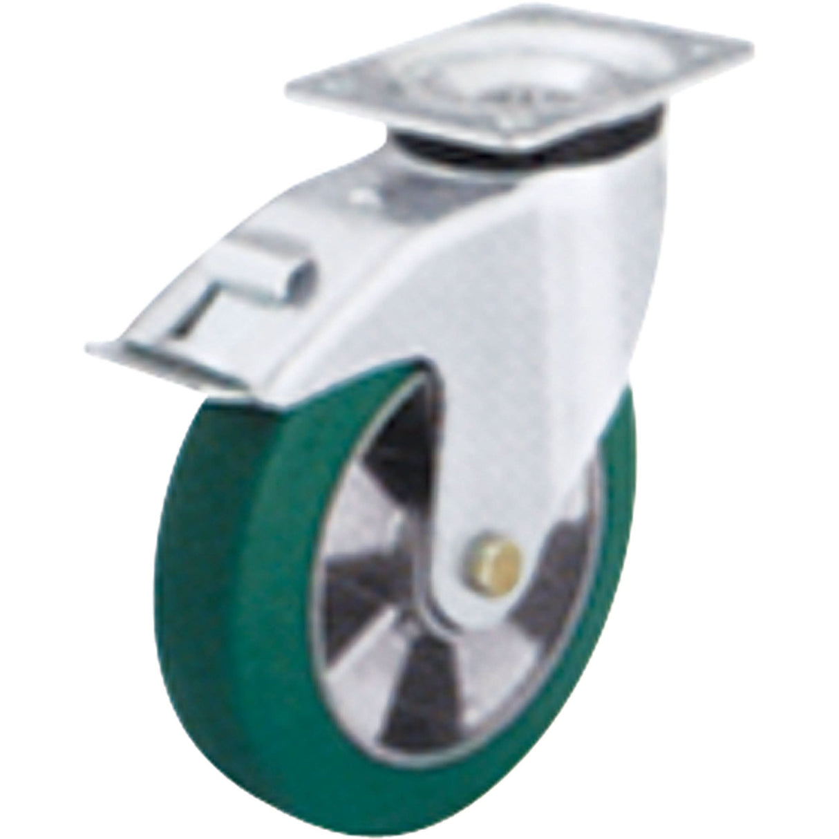 Softhane® Medium Duty Casters, Swivel with Brake, 5" (127 mm), Polyurethane, 550 lbs. (249.5 kg.)