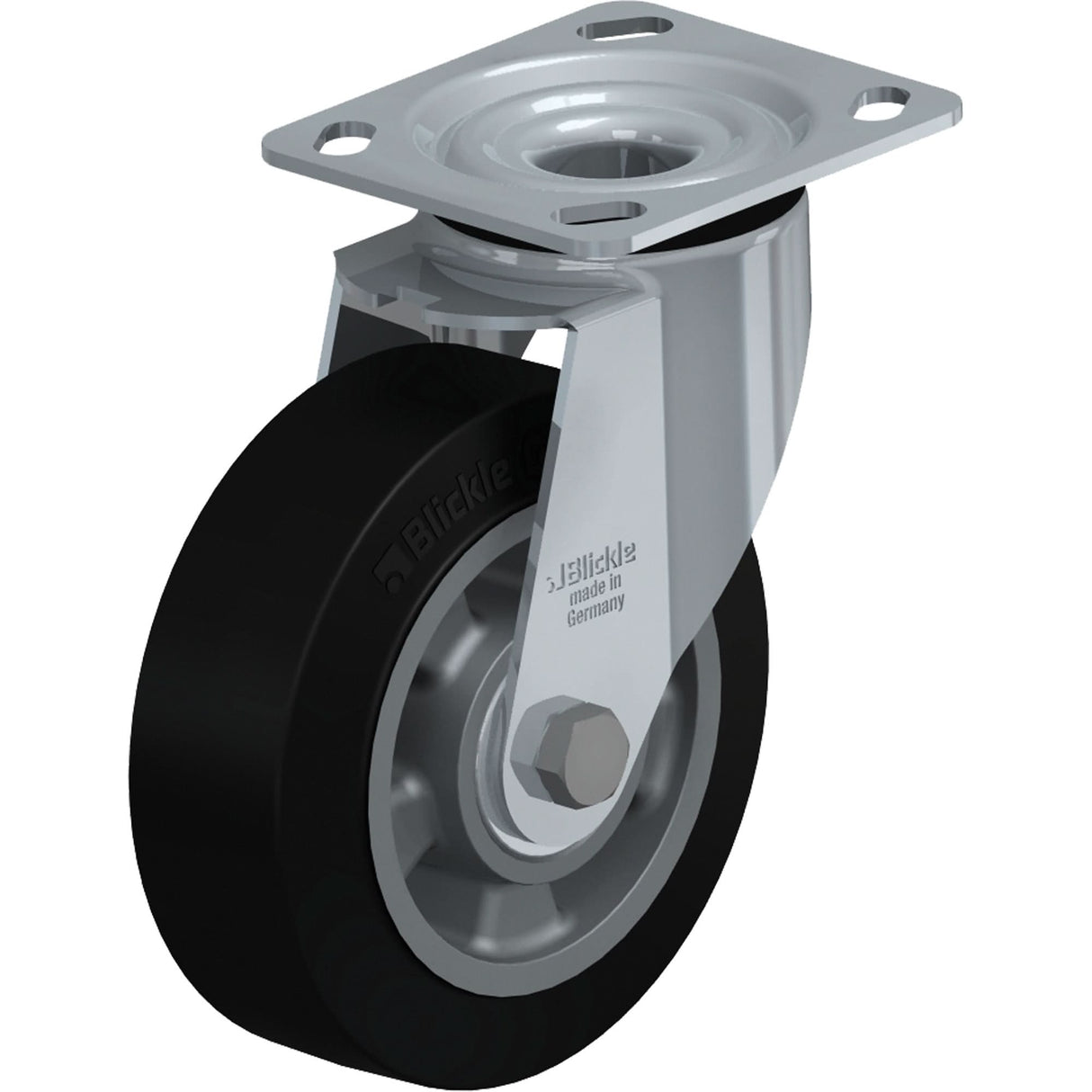 Heavy-Duty Kingpinless Caster, Swivel, 6" (152.4 mm), Rubber, 660 lbs. (300 kg.)