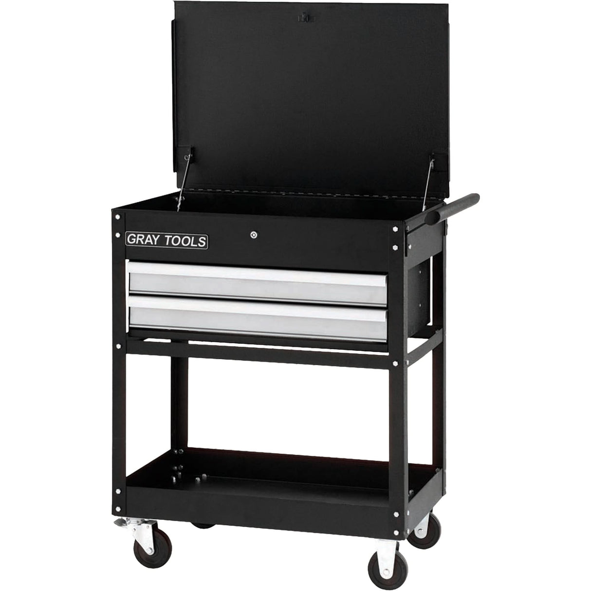 Utility Cart, 2 Drawers, 30-1/4" L x 19" W x 35-3/4" H, Black