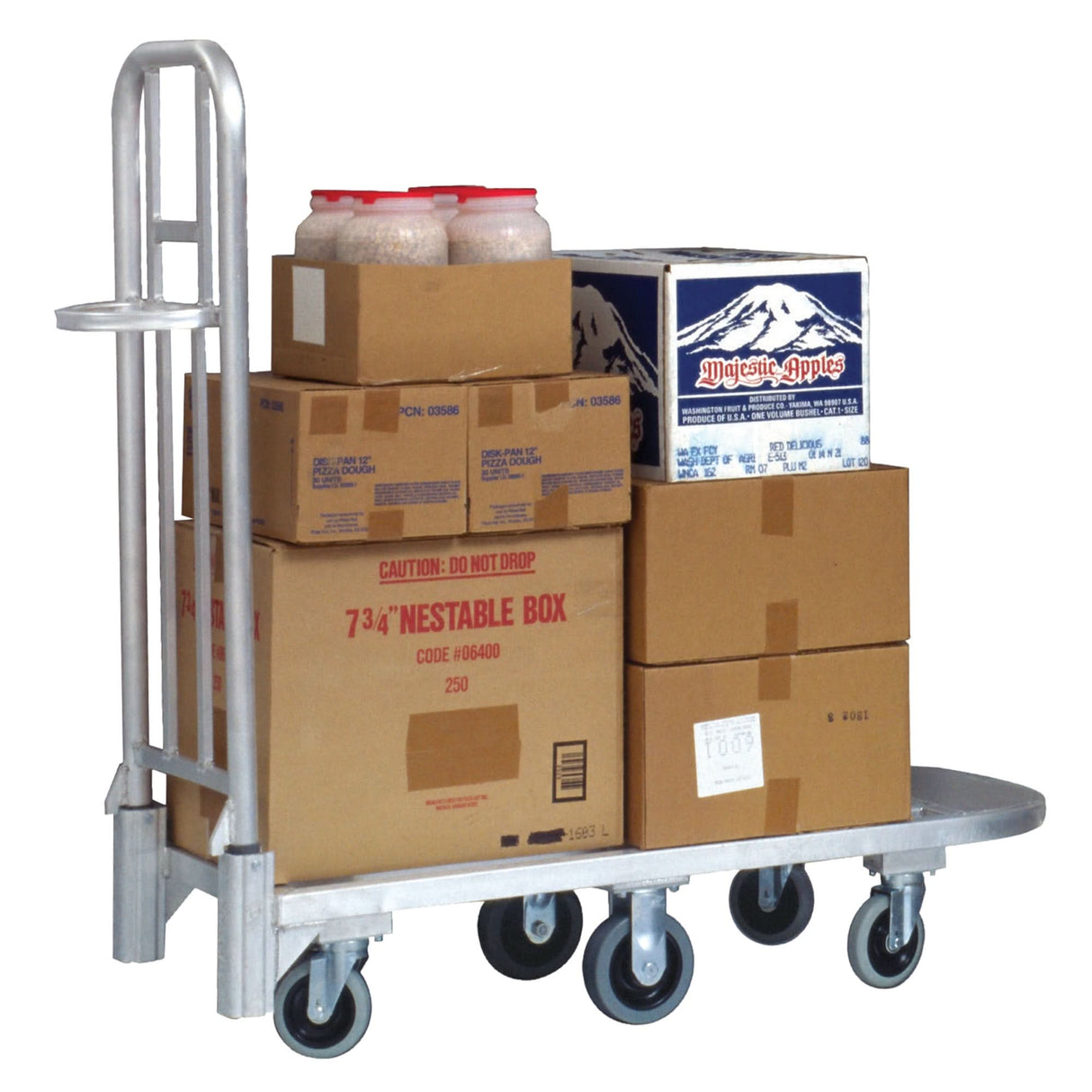 Aluminum Merchandise Cart, 20" W x 55-1/4" L, 1200 lbs. Cap., Polyurethane Wheels