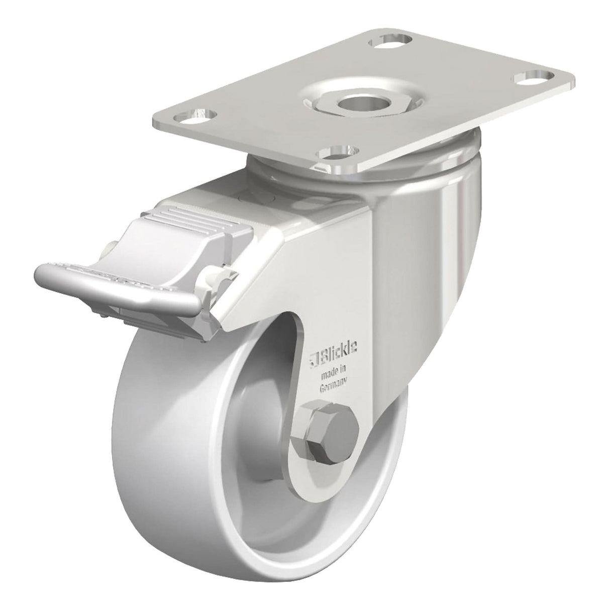 Impact-Resistant Caster, Swivel with Brake, 5" (127 mm), Nylon, 265 lbs. (120 kg.)