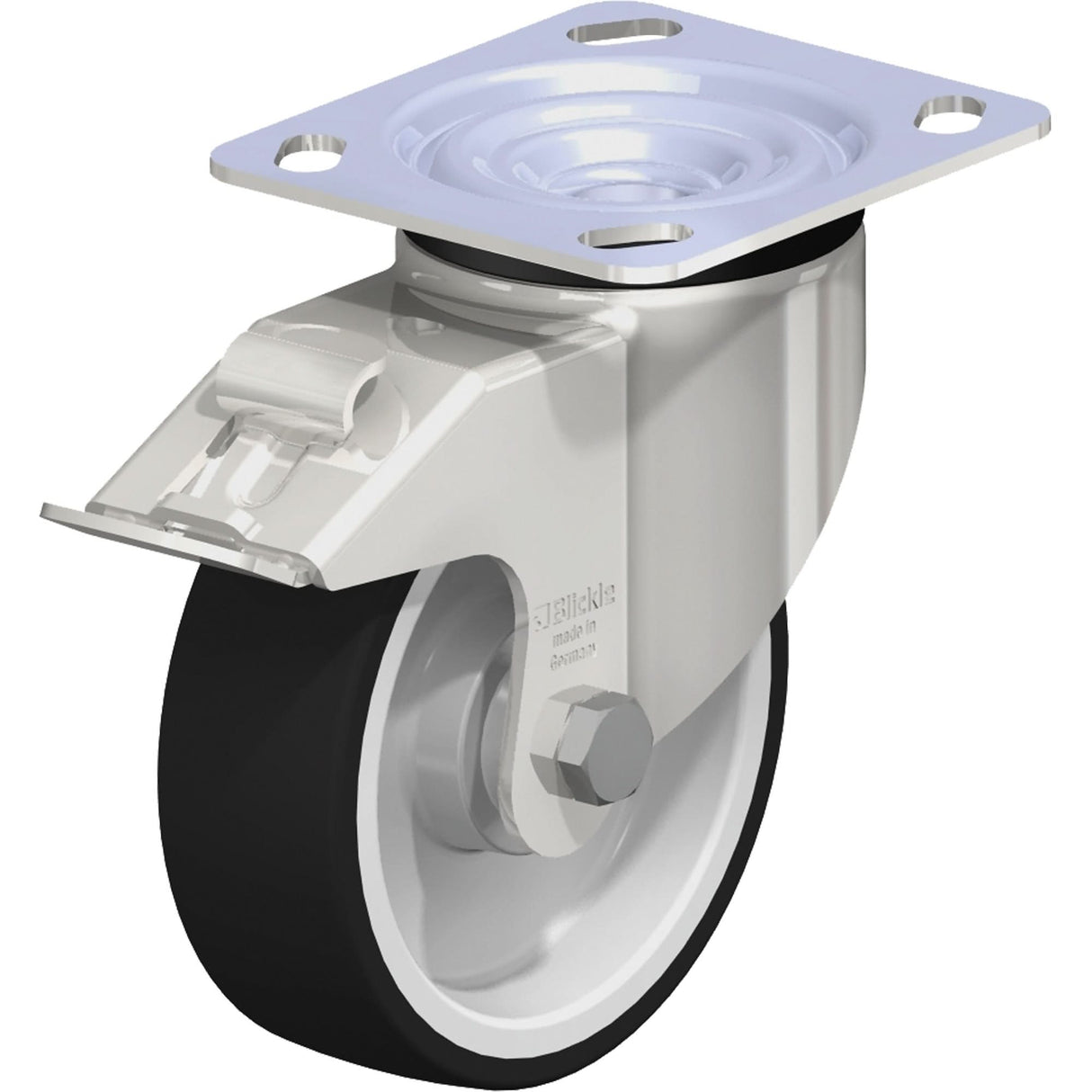 Caster, Swivel with Brake, 5" (127 mm), Thermoplastic Polyurethane, 770 lbs. (349 kg.)