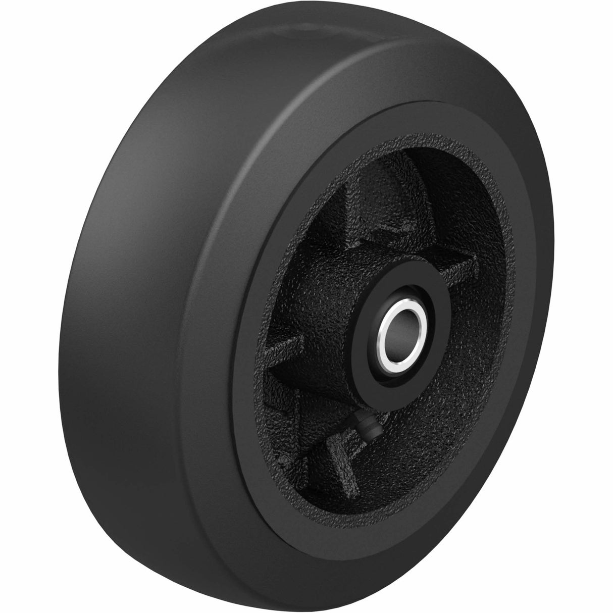 Black Rubber on Black Cast Iron Core Wheel, 12" (304.8 mm) Dia. x 2-1/2" (64 mm) W, 396.8 lbs. (180 kg) Capacity
