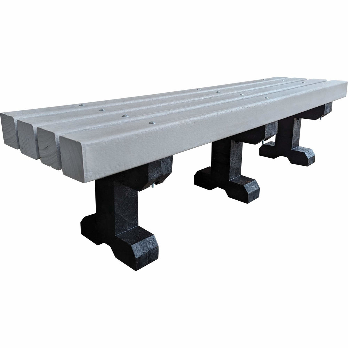 Park Bench, Recycled Plastic, 72" L x 17" W x 17" H, Grey