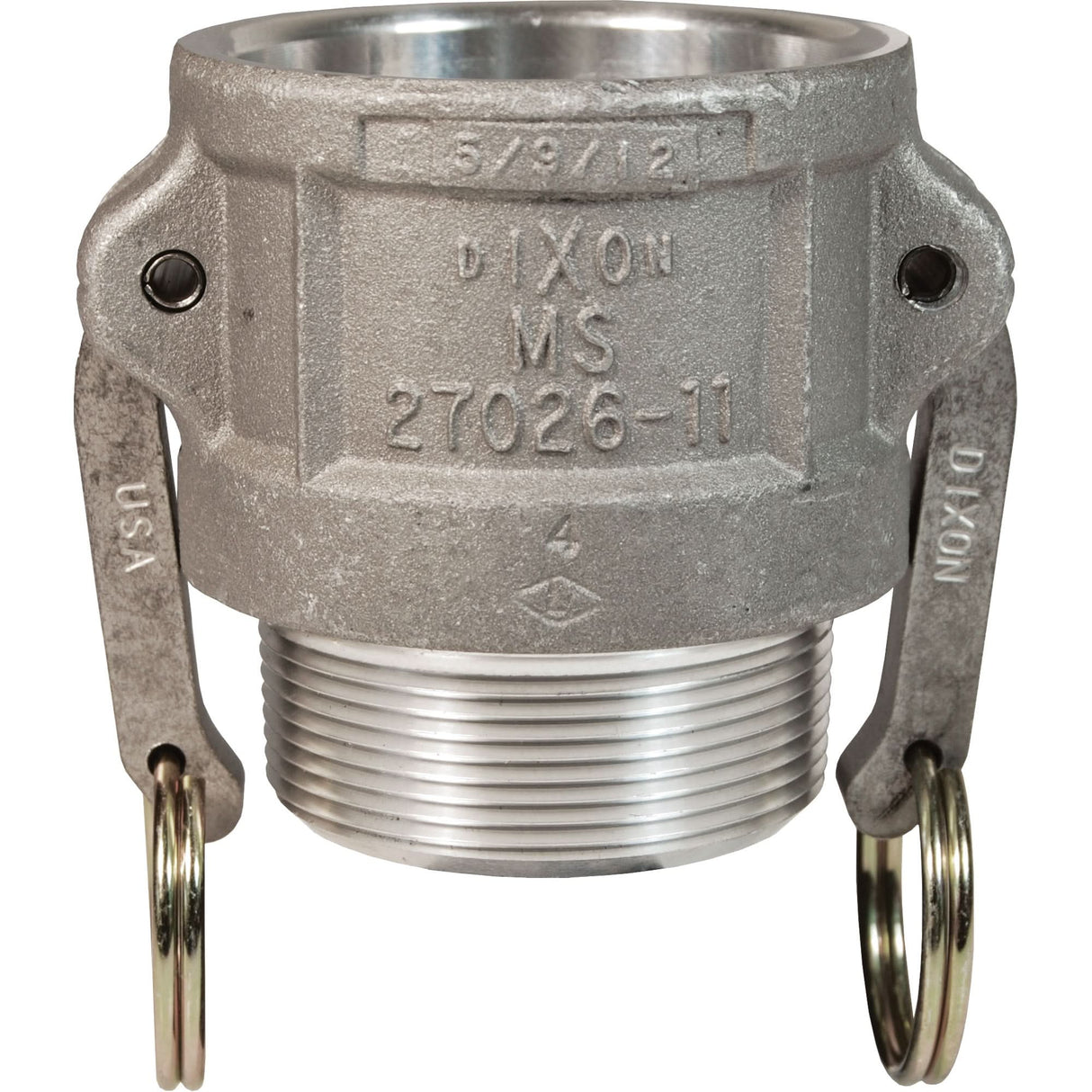 Cam & Groove Coupler, Aluminum, Type B, 4", Male NPT, 100 psi