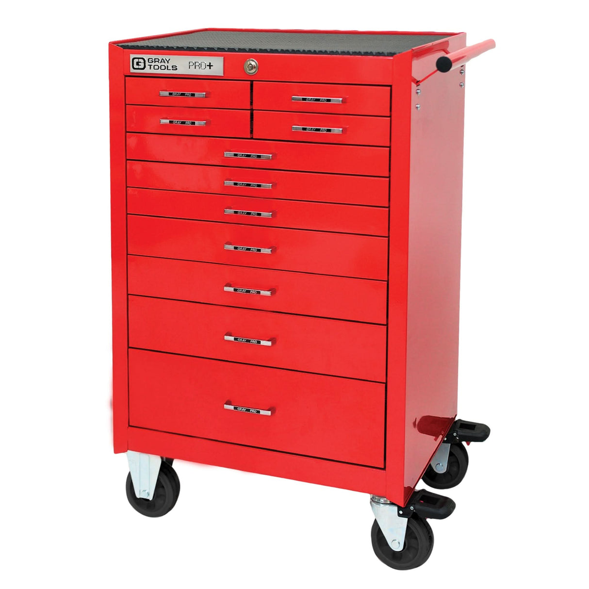 PRO+ Series Roller Cabinet, 11 Drawers, 26" W x 19" D x 42" H, Red