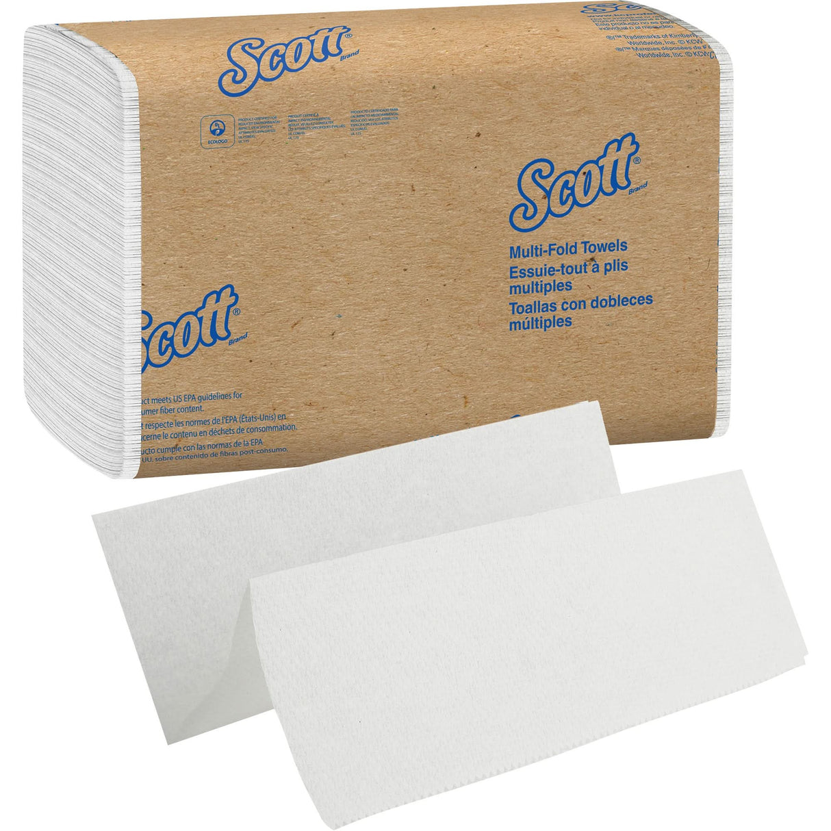 Scott® Essential Multi-Fold Paper Towels, 1 Ply, 9-2/5" L x 9-1/5" W, 250 /Pack