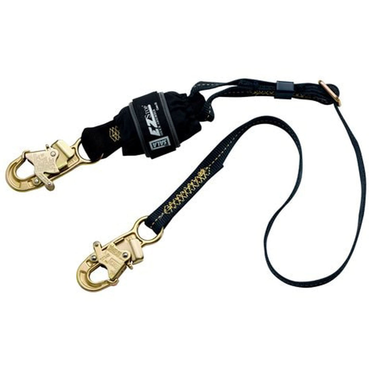 Force2™ Adjustable Shock-Absorbing Lanyard, 6', Snap Hook Center, Snap Hook Leg Ends, Polyester