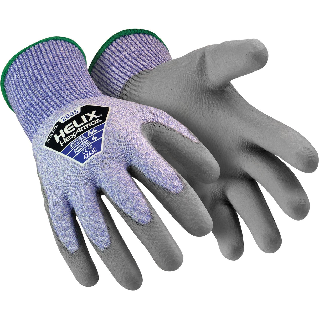 Helix® 2085 Cut-Resistant Gloves, Size X-Large/10, 13 Gauge, Polyurethane Coated, Fibreglass/HPPE Shell, ASTM ANSI Level A4/EN 388 Level C