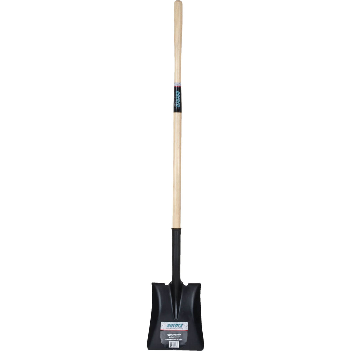 Square Point Shovel, Hardwood, Tempered Steel Blade, Straight Handle, 48" Long