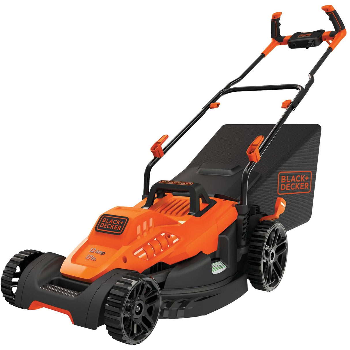 Lawn Mower with Comfort Grip Handle, Push Walk-Behind, Electric, 17" Cutting Width