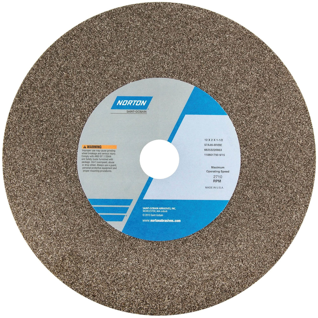 Bench and Pedestal Wheel, 14" x 2", 1-1/2" Arbor, 1, Aluminum Oxide