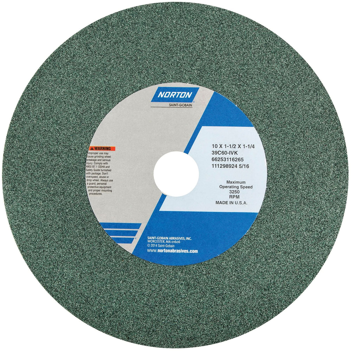 Bench and Pedestal Grinding Wheel, 14" x 2", 1-1/2" Arbor, 1, Silicon Carbide