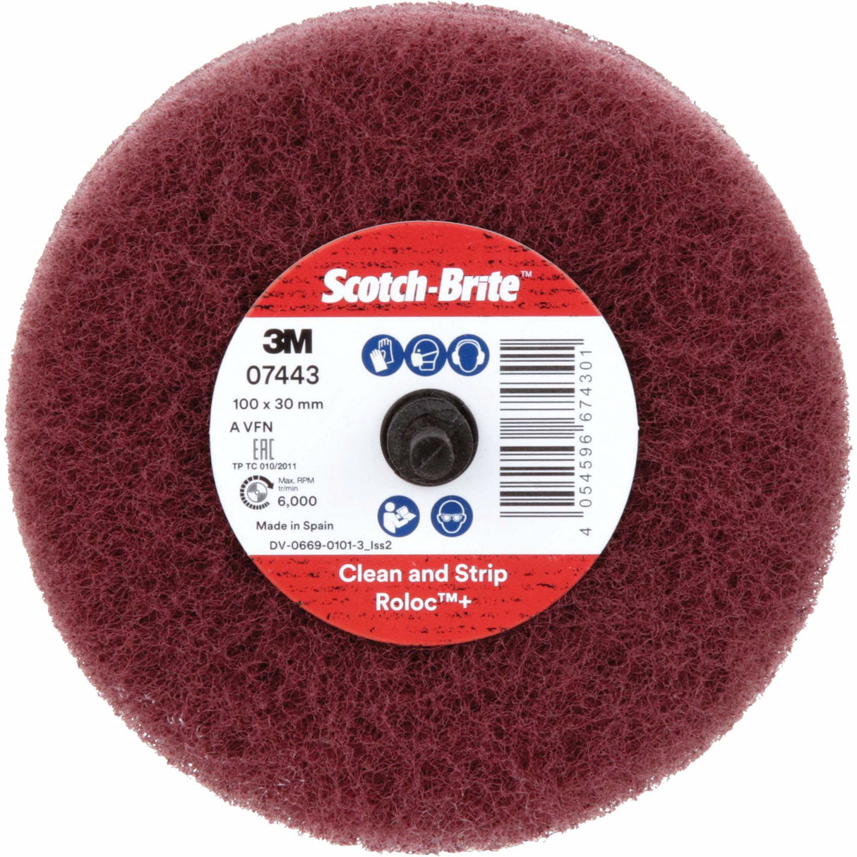 Scotch-Brite™ Roloc™ Plus General Purpose Scuffing Wheel, 4" Dia.