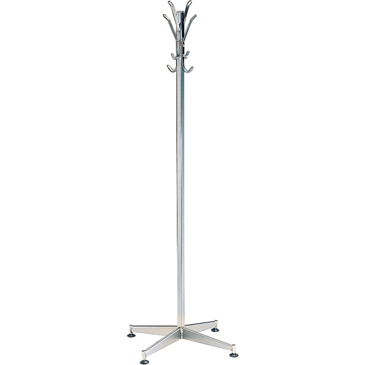 Coat Tree, 60" H, Steel, Chrome, 8 Hook(s)