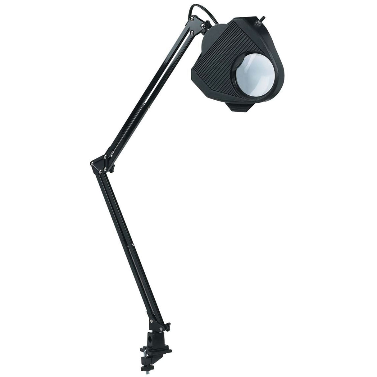 Magnifying Task Light, 60 W, Fluorescent/Incandescent/LED, Clamp, 40" Neck, Black