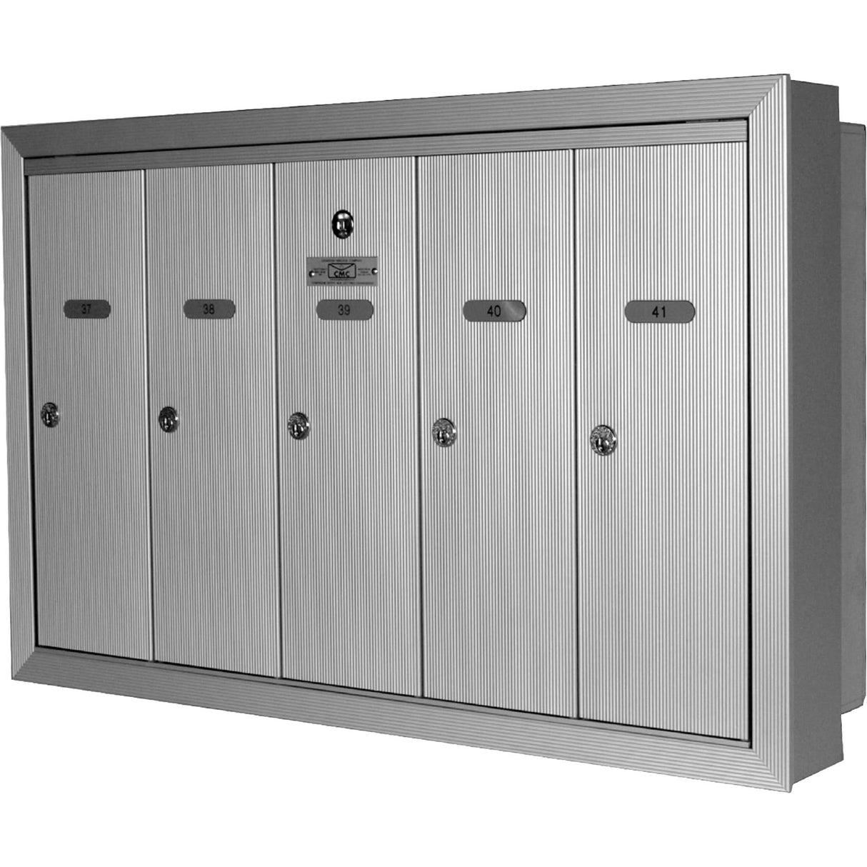 Single Deck Semi-Recessed Mailboxes, Wall -Mounted, 16" x 5-1/2", 8 Doors, Aluminum