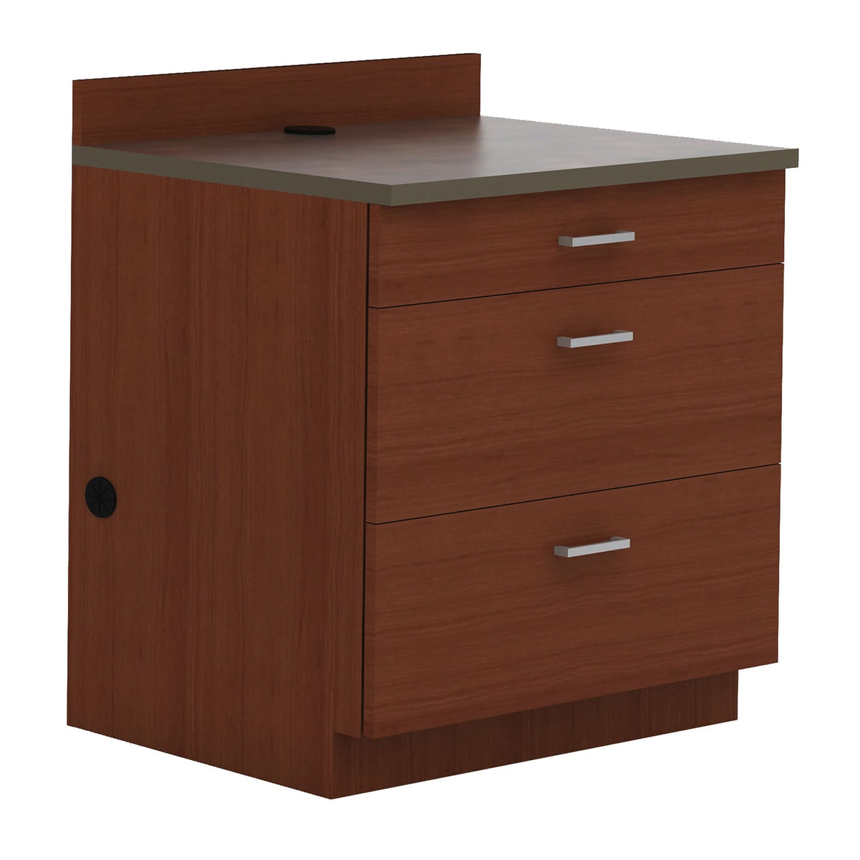 Modular Base Cabinet, 3 Drawers, 36" W x 25" D x 39" H, Mahogany