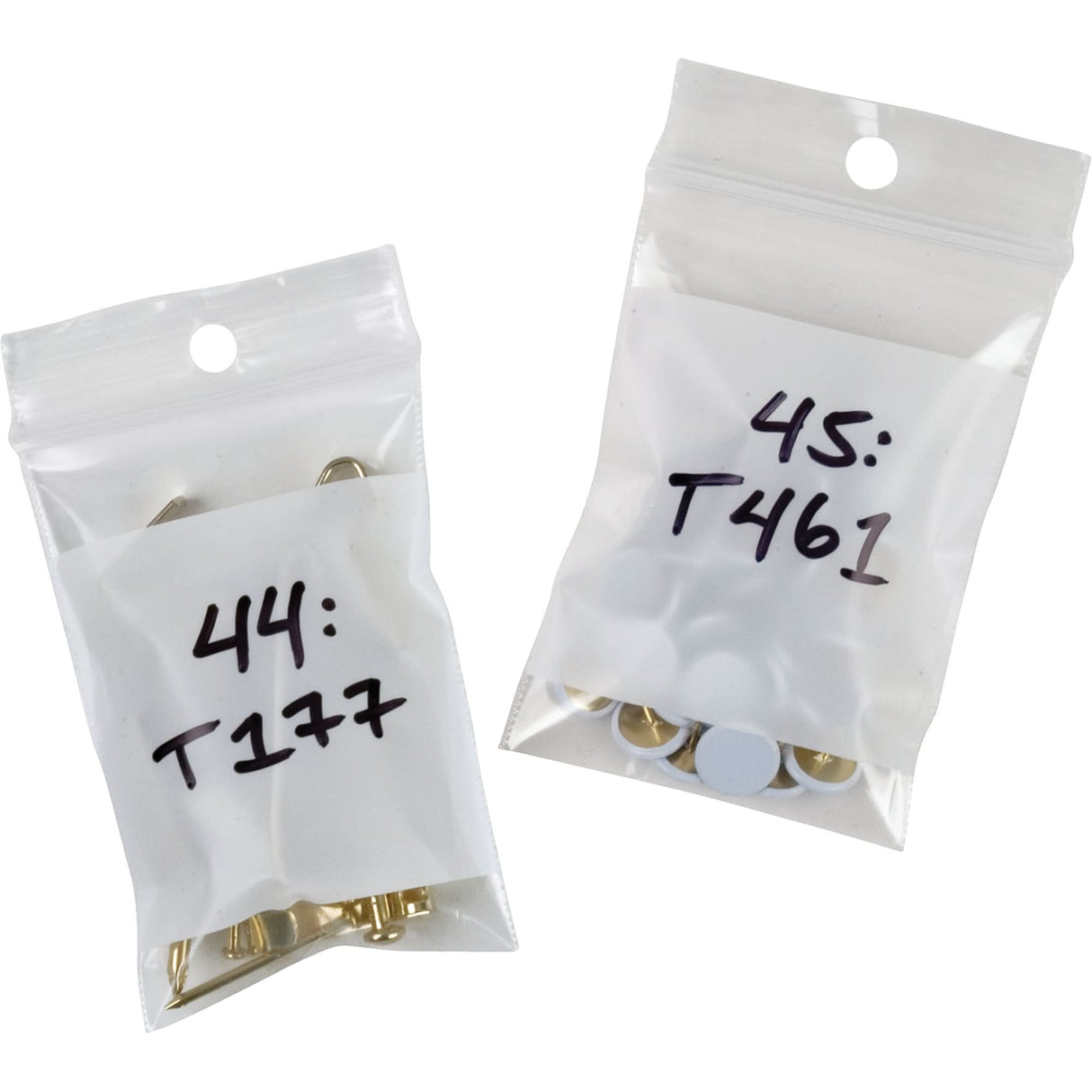 White Block Poly Bags, Reclosable, 2" x 2", 2 mils