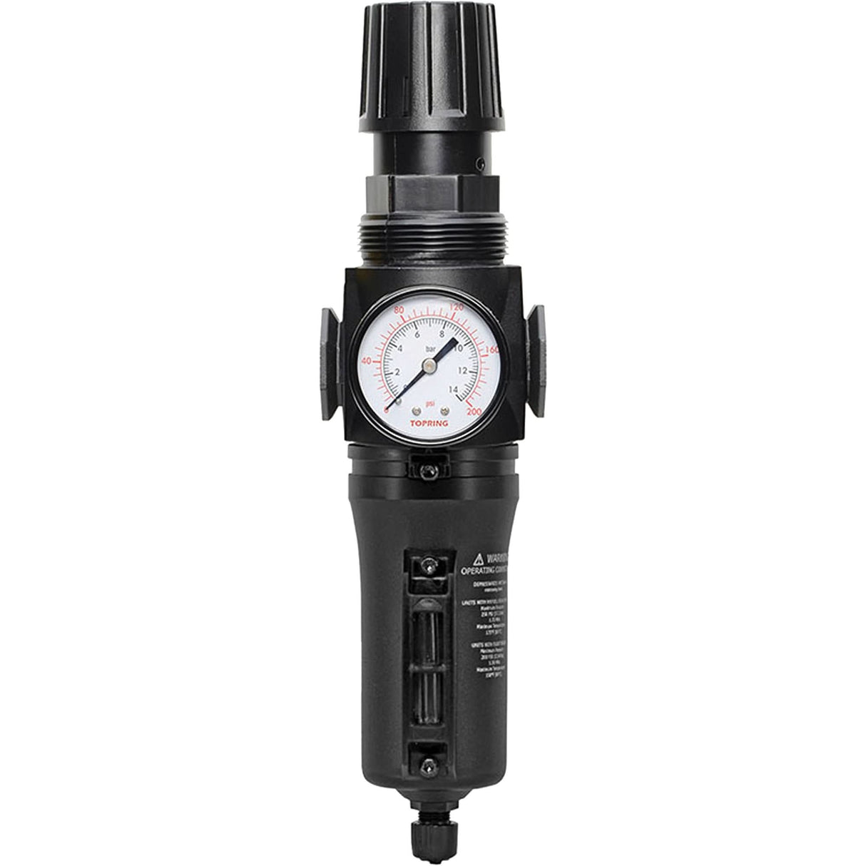 Manual Drain Filter/Regulator with Metal Bowl Modulair 300, 1/4" NPT, 250 PSI, 5.1 fl. oz. Capacity