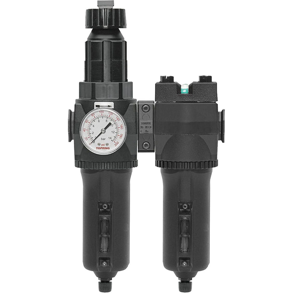 Manual Drain Filter, Regulator & Coalescing Filter with Metal Bowl Modulair 400, 1/4" NPT, 200 psi, 9.1 fl. oz. Capacity