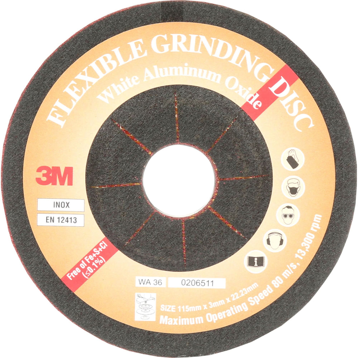 Flexible Grinding Disc, 4-5/8", Aluminum Oxide, 22 mm, Type WA