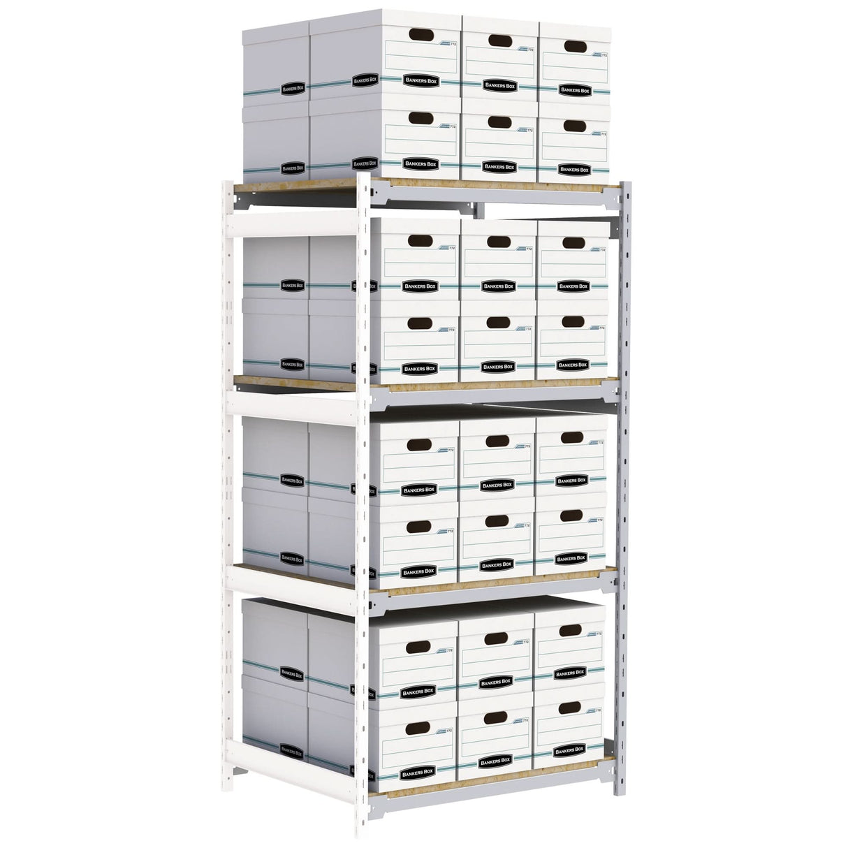 Wide Span Record Storage Shelving, Steel, 4 Shelves, 42" W x 32" D x 84" H, Add-On Kit